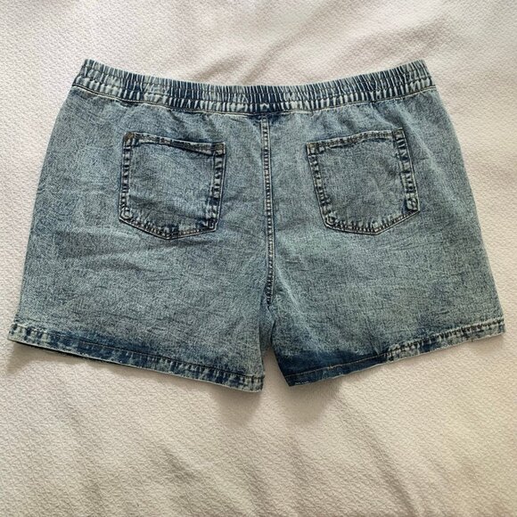 NEW Terra & Sky acid washed pull on elastic waist high rise slouchy short - Picture 9 of 9